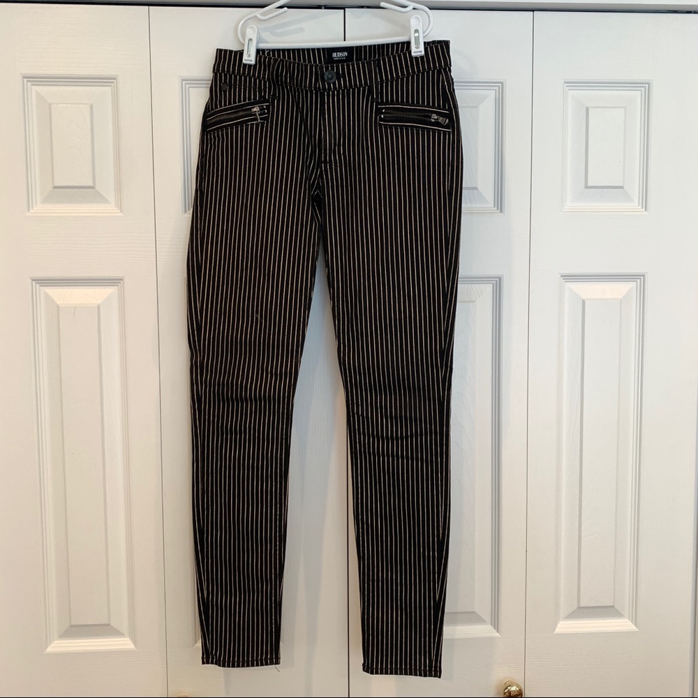 Hudson black & gold striped skinny jeans size 27